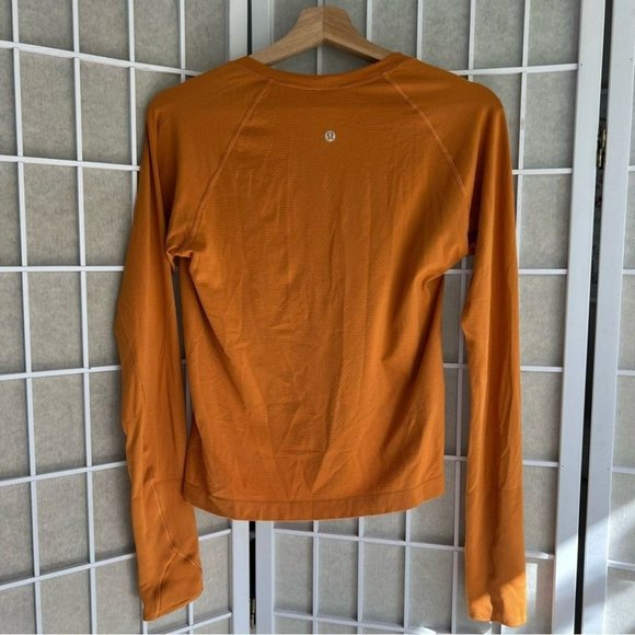LuluLemon long sleeve swifty tech 2.0 race length orange size 10 - Picture 9 of 12